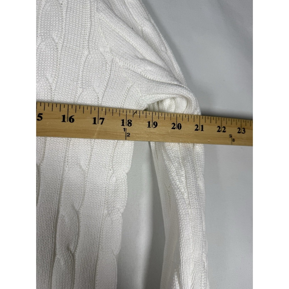 NWT Polo Ralph Lauren Sweater Women's Large White Cotton Cable Knit Crew Neck - Picture 9 of 10